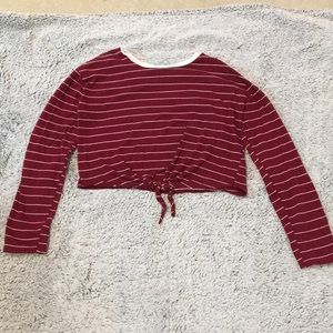 Women’s maroon and white striped top